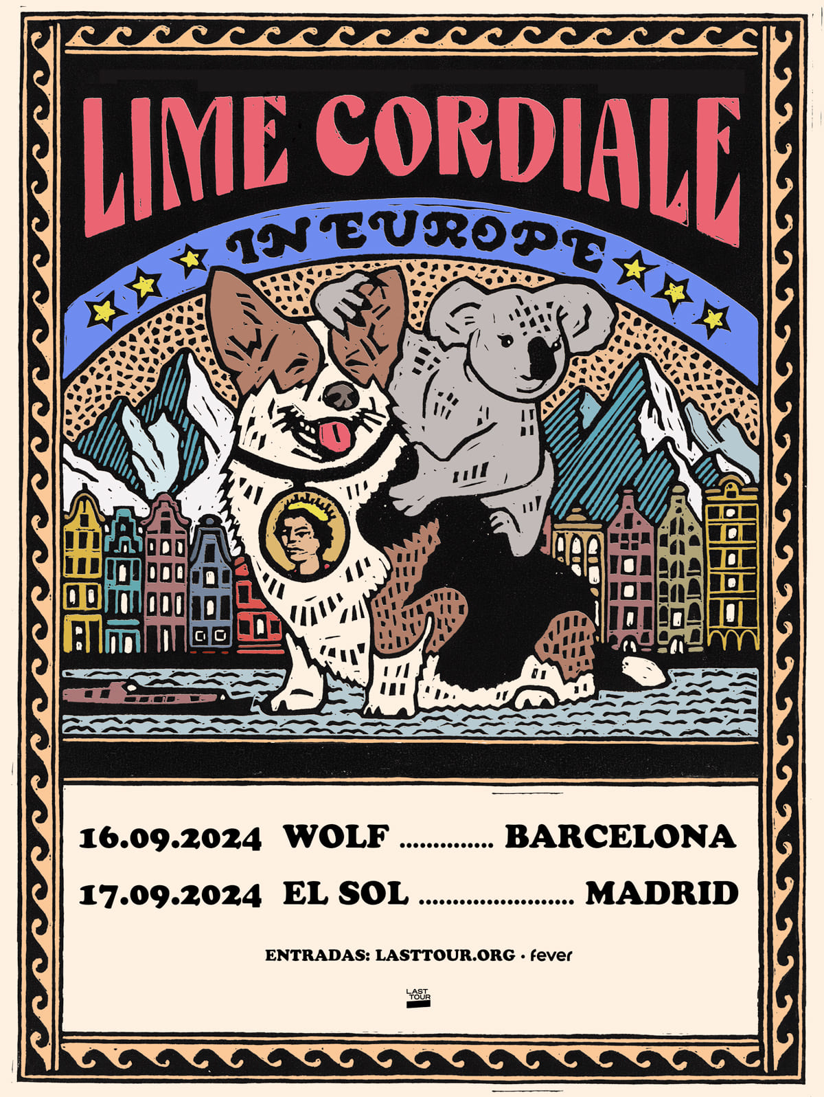 Poster de Lime Cordiale para sus conciertos en Madrid y Barcelona